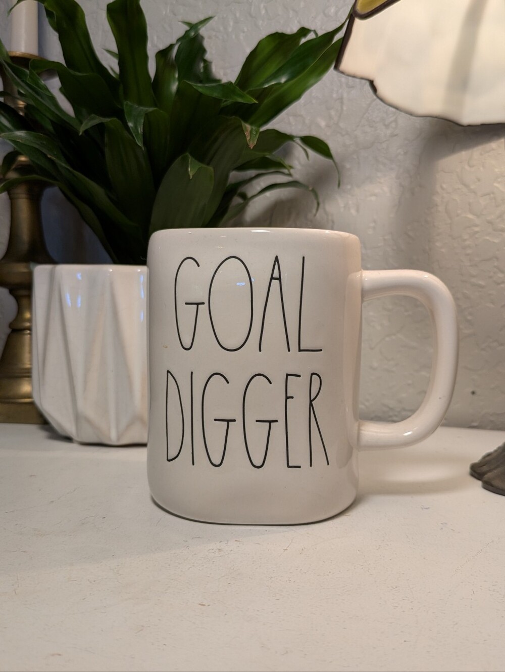 Rae Dunn White "GOAL DIGGER" Ceramic Coffee Mug